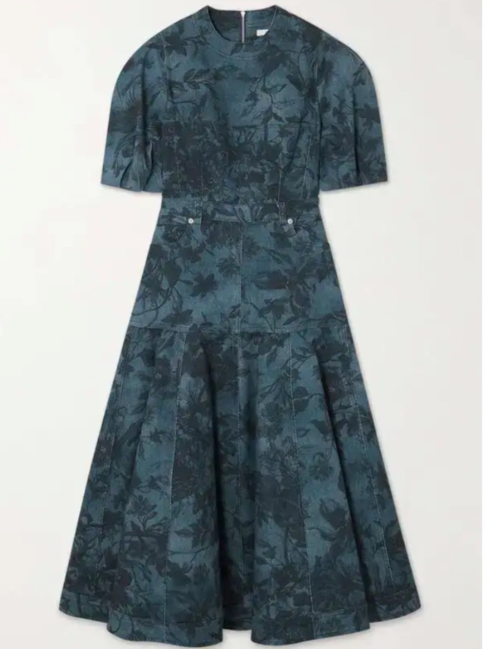 Erdem Lorelei Floral Print Denim Midi Dress
